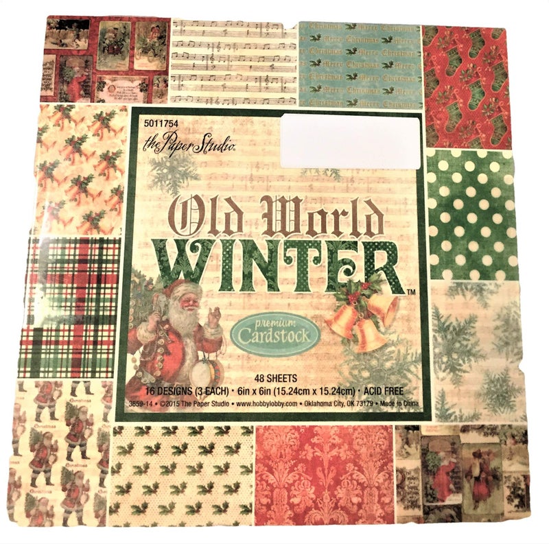 The Paper Studio Old World Winter Christmas Paper Pack 6" X 6" Scrapbook Cardstock Paper Bells, Dots, Stockings, Nostalgia - Image 1